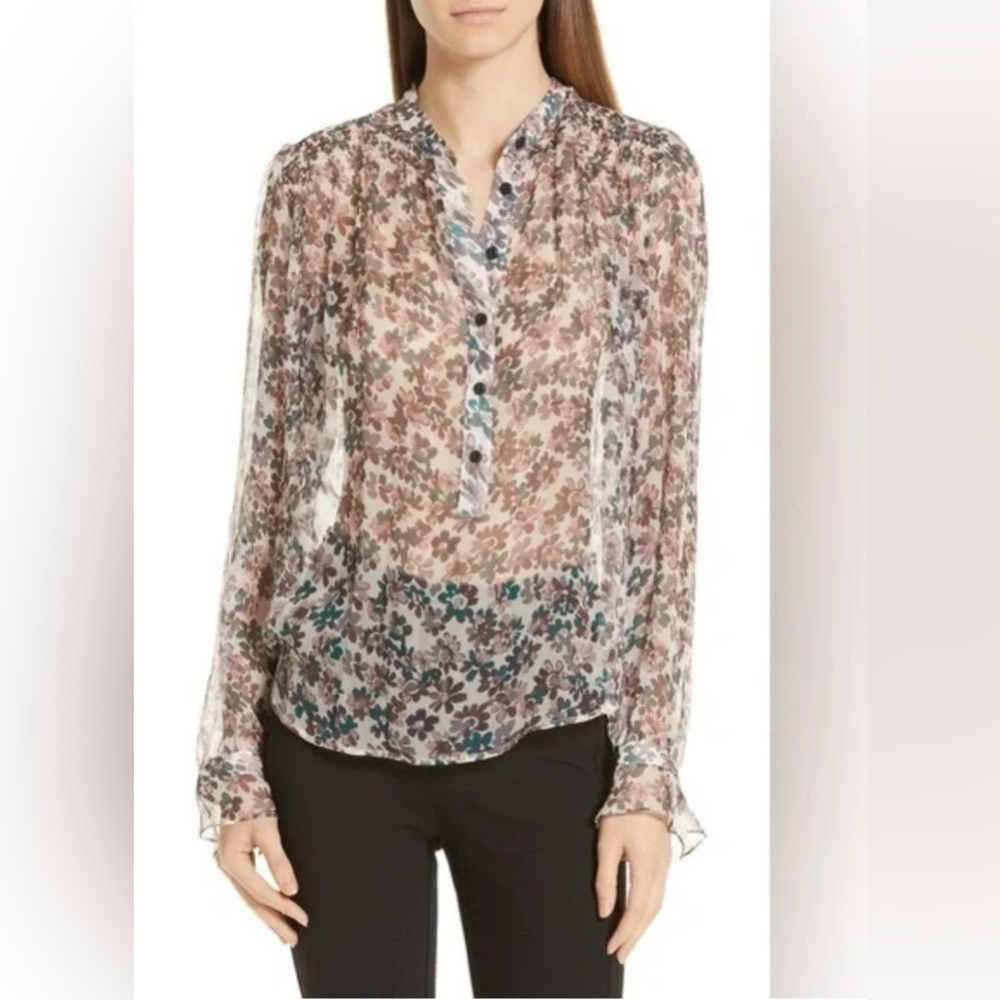 Rag & Bone Susan silk floral button down blouse.